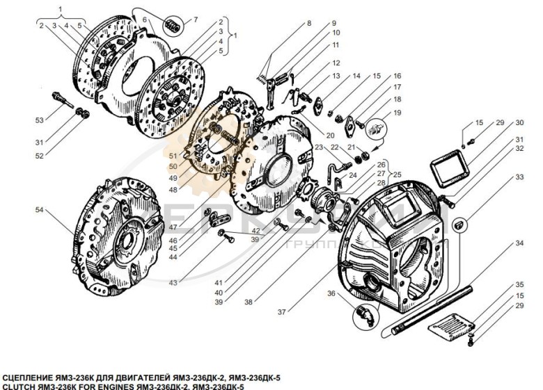 Сцепление ЯМЗ-236К для двигателя ЯМЗ-236ДК-2, ЯМЗ-236ДК-5